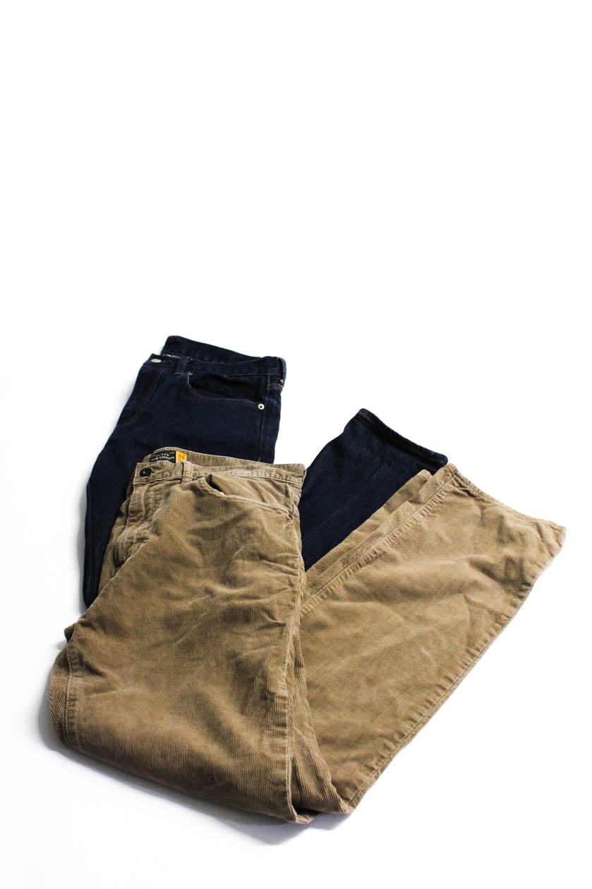 PreownedJ Crew Mens Skinny Jeans Corduroy Pants Brown Blue Size 33/32
