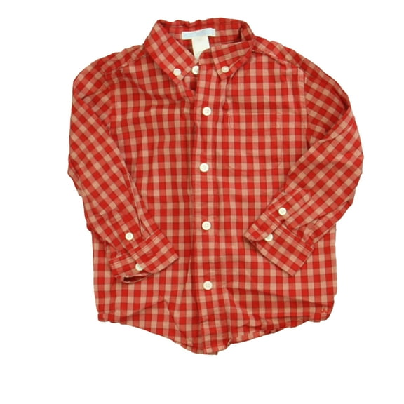 Pre-Owned Janie & Jack Boys Red Plaid Button Down Long Sleeve size: 2T (Good)