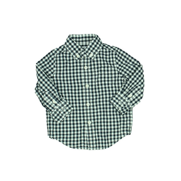 Pre-owned: Janie and Jack Boys Black | White Button Down Long Sleeve size: 6-12 Months (Excellent)