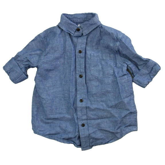 Pre-owned: Janie and Jack Boys Blue Button Down Long Sleeve size: 2T (Good)