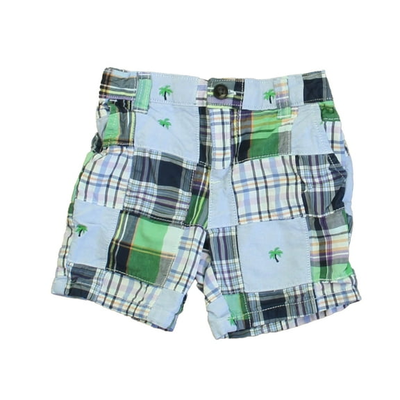 Pre-Owned Janie and Jack Boys Blue | Green Palm Trees Shorts size: 12-18 Months (Good)