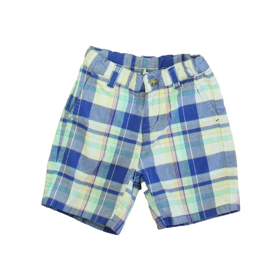 Pre-Owned Janie and Jack Boys Blue | Ivory Plaid Shorts size: 18-24 Months (Good)