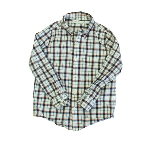 Pre-owned: Janie and Jack Boys Blue | White | Orange Button Down Long Sleeve size: 4T (Good)