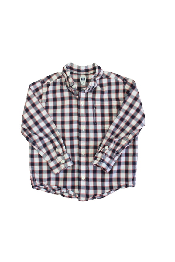 Pre-owned: Janie and Jack Boys Blue | White | Red Button Down Long Sleeve size: 3T (Good)