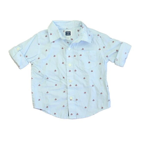 Pre-Owned Janie and Jack Boys Blue | White | Red Sailboats Button Down Long Sleeve size: 6-12 Months (Good)