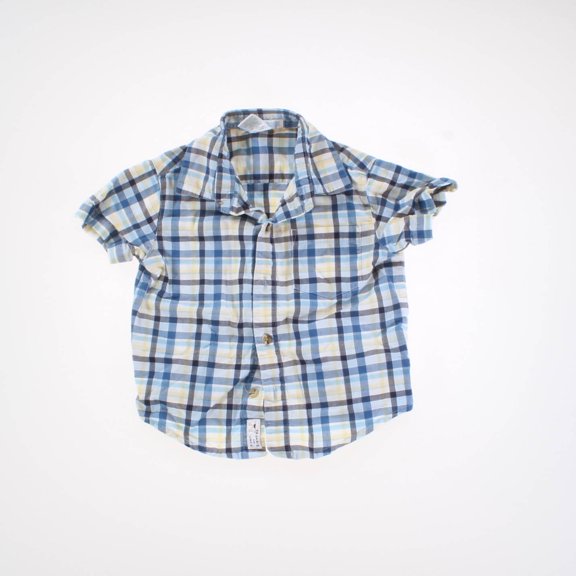 Pre-owned: Janie and Jack Boys Blue | Yellow Button Down Short Sleeve size: 6-12 Months (Excellent)