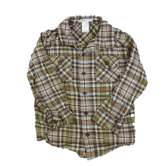 Pre-owned: Janie and Jack Boys Brown Button Down Long Sleeve size: 4T (Good)