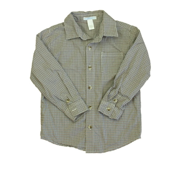 Pre-Owned Janie and Jack Boys Brown Plaid Button Down Long Sleeve size: 5T (Good)