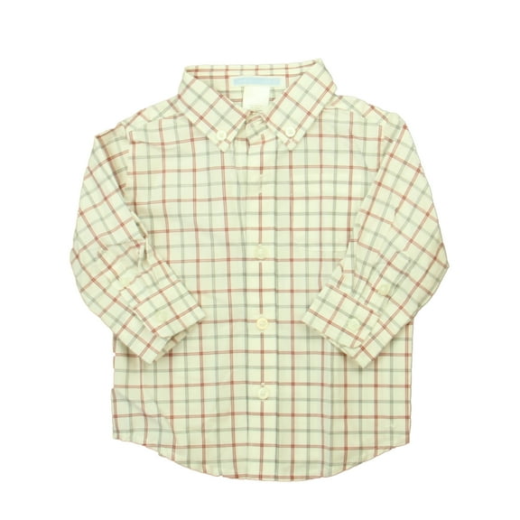 Pre-Owned Janie and Jack Boys Ivory | Red | Blue Button Down Long Sleeve size: 3-6 Months (Good)