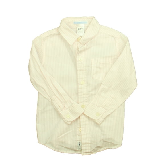 Pre-owned: Janie and Jack Boys Pink | White Button Down Long Sleeve size: 2T (Good)