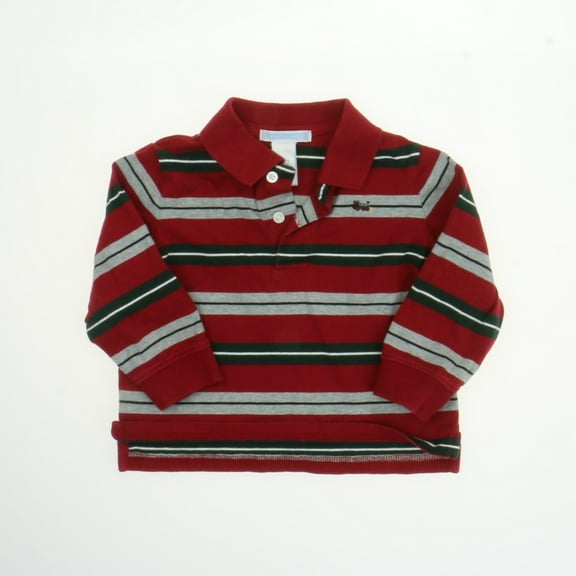 Pre-owned: Janie and Jack Boys Red | Gray Long Sleeve Shirt size: 12-18 Months (Good)