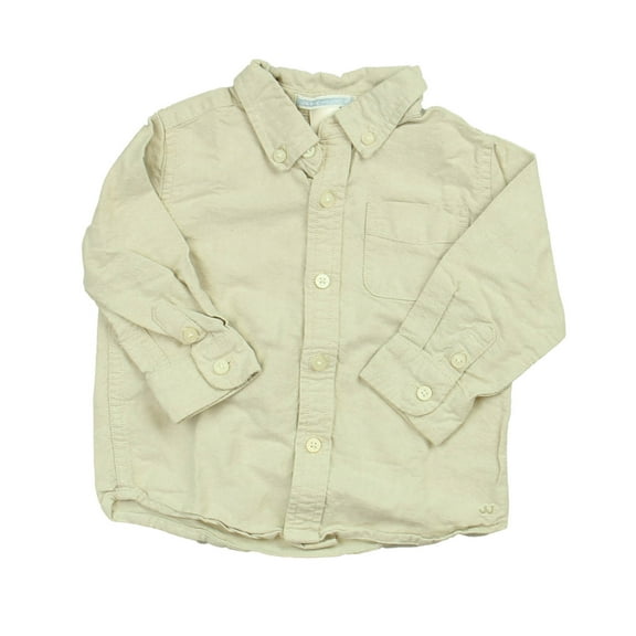 Pre-Owned Janie and Jack Boys Tan Button Down Long Sleeve size: 12 - 18 Months (Good)