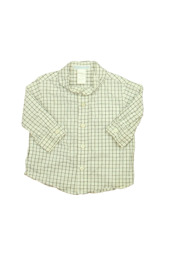 Pre-owned: Janie and Jack Boys White | Black Button Down Long Sleeve size: 3-6 Months (Good)