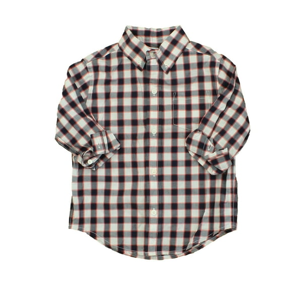 Pre-owned: Janie and Jack Boys White | Black | Red | Checks Button Down Long Sleeve size: 2T (Excellent)