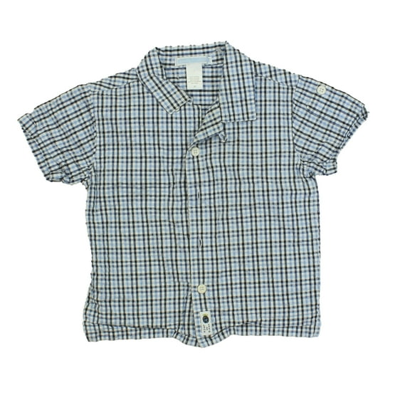 Pre-Owned Janie and Jack Boys White | Blue | Seersucker Button Down Short Sleeve size: 2T (Good)