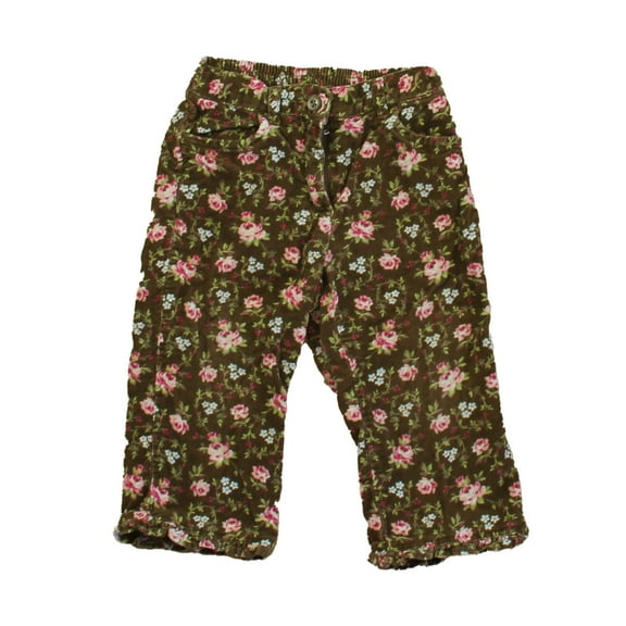 Pre-Owned Janie and Jack Girls Brown Floral Corduroy Pants size: 18-24 Months (Good)