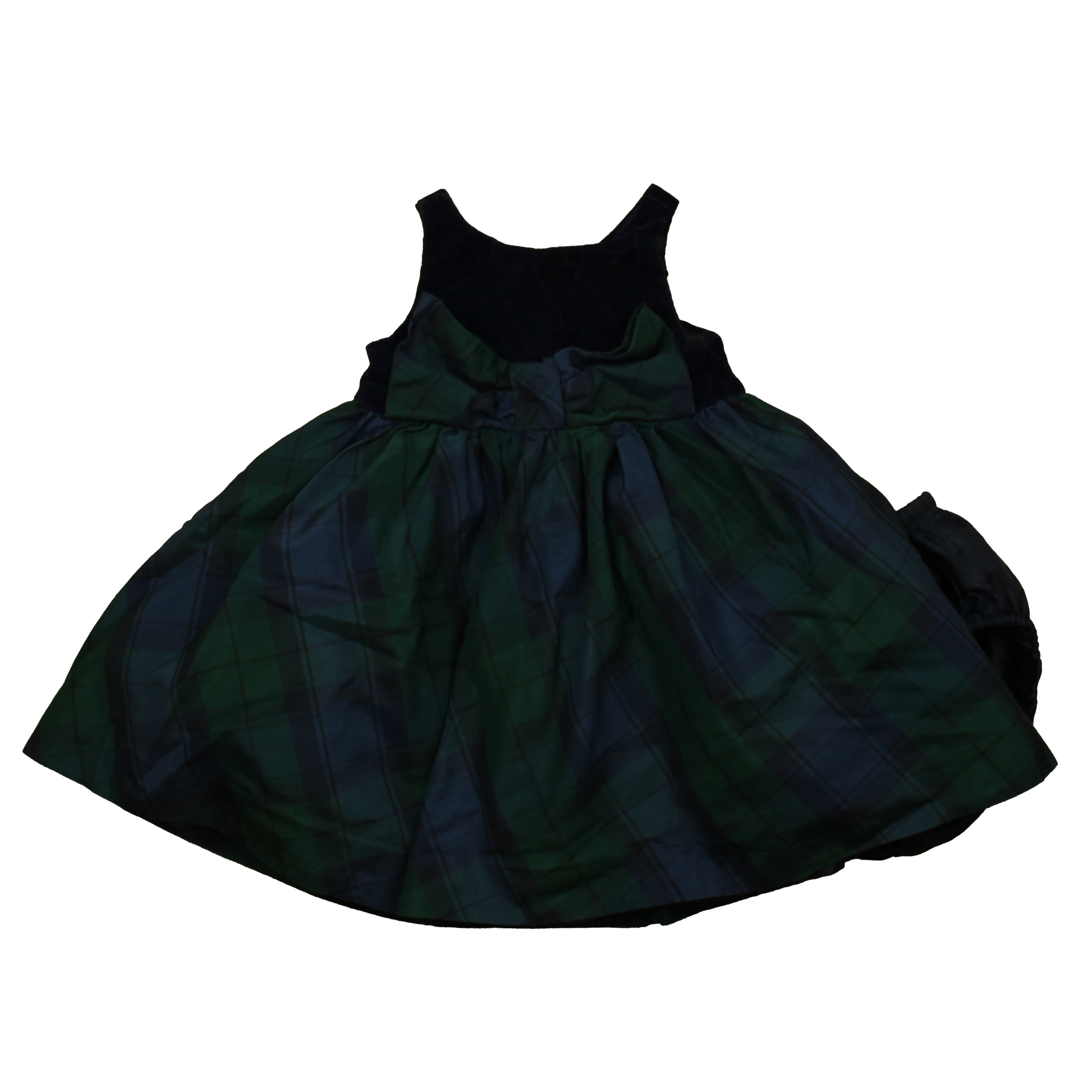 Pre Owned Janie and Jack Girls Navy Green Plaid Special Occasion Dress size 12 18 Months Good Walmart