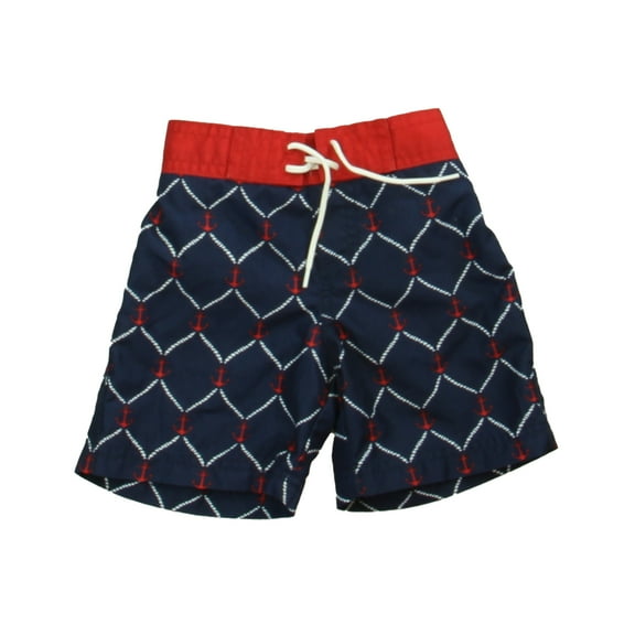 Pre-owned: Janie and Jack Girls Navy | Red Anchor Trunks size: 6-12 Months (Good)