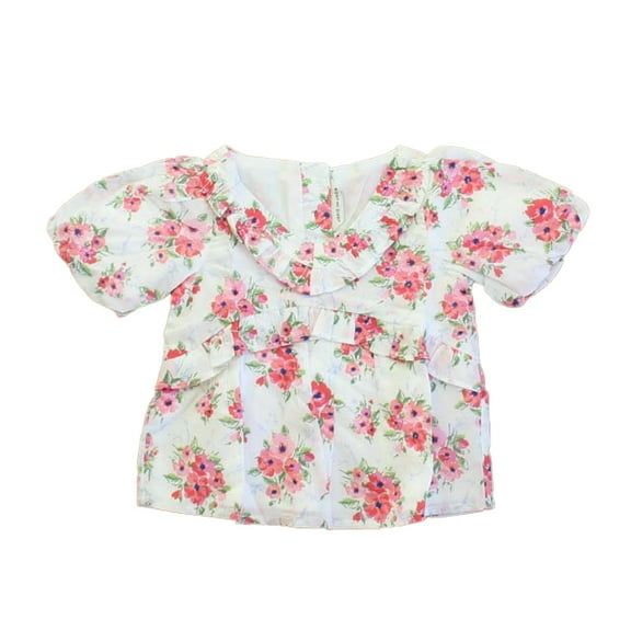 Pre-Owned Janie and Jack Girls Pink Floral Blouse size: 6-12 Months (New with Tags)