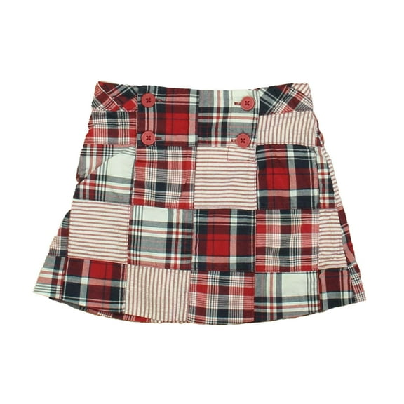 Pre-owned: Janie and Jack Girls Red | Navy Patchwork Skirt size: 2T (Good)