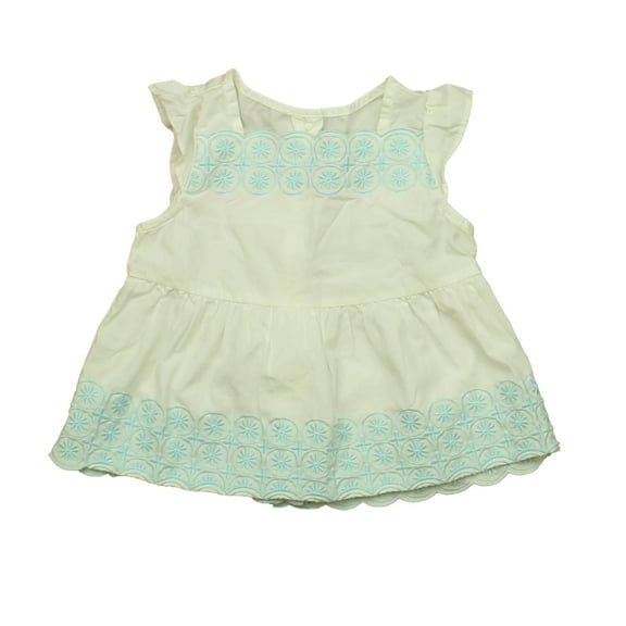 Pre-Owned Janie and Jack Girls White | Aqua Blouse size: 12-18 Months (Good)