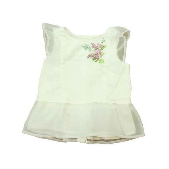 Pre-owned: Janie and Jack Girls White Floral Blouse size: 2T (Good)