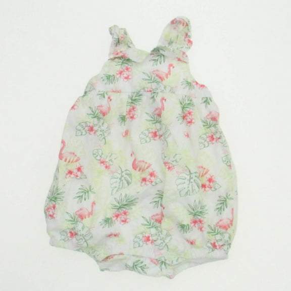 Pre-owned: Janie and Jack Girls White | Tropical Romper size: 3-6 Months (Excellent)
