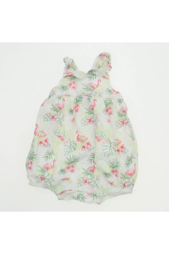 Pre-owned: Janie and Jack Girls White | Tropical Romper size: 3-6 Months (Excellent)