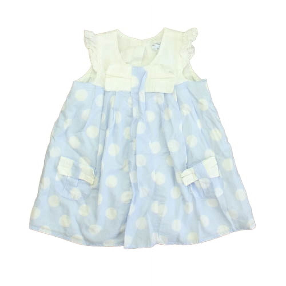 Pre-Owned Jillian's Closet Girls Blue | White Dress size: 18 Months (Good)