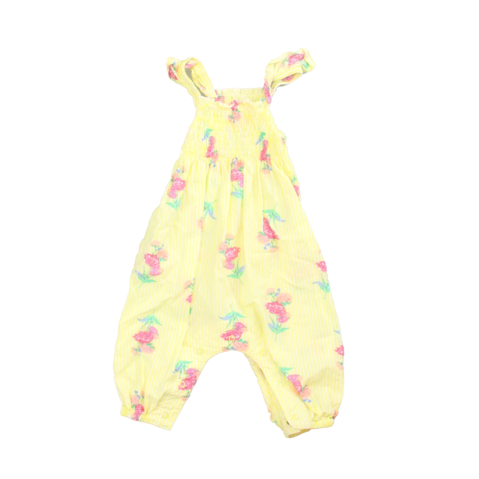 Pre-Owned Joules Girls Yellow Floral Romper size: Months