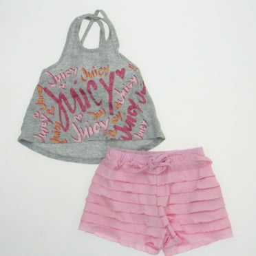 Pre-Owned Juicy Couture Girls Pink | Grey Apparel Sets size: 12 Months (Excellent)