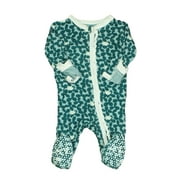 Pre-owned Kickee Pants Girls Green | Ivory 1-piece footed Pajamas size: New Born