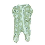 Pre-owned Kickee Pants Girls Green | Owls 1-piece footed Pajamas size: 0-3
