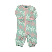 Pre-owned Kickee Pants Girls Green | Pink 1-piece Non-footed Pajamas size: 3-6 Months