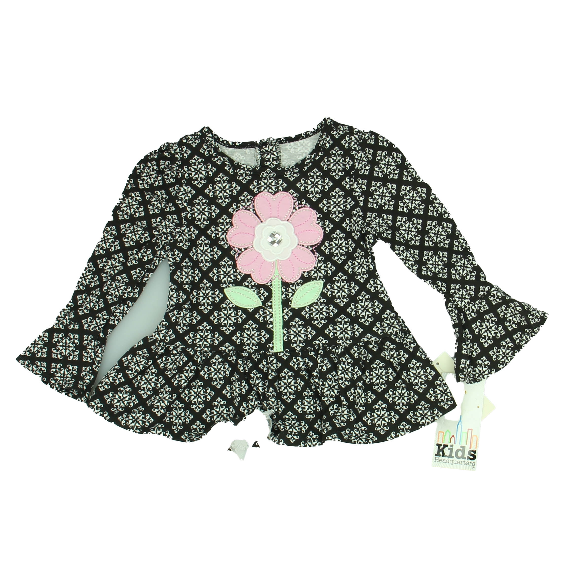 Pre owned Kids Headquarters Girls Grey Pink Flower Dress size