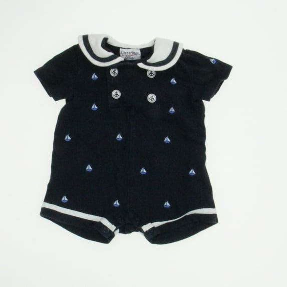 Pre-owned: Kitestrings Boys Navy | White Romper size: 3-6 Months (Good)