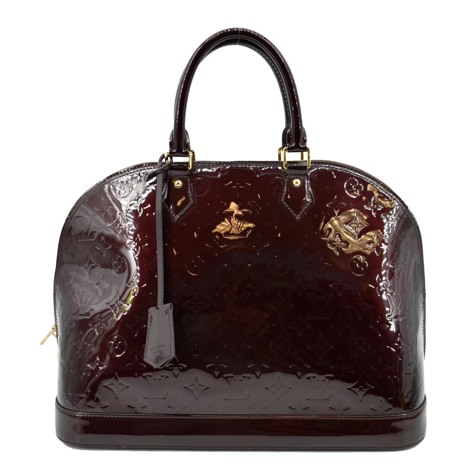 Pre-Owned LOUIS VUITTON Alma GM Monogram Vernis Leather Satchel Bag Amarante
