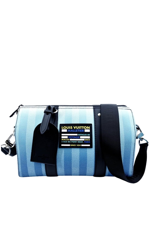 Pre-Owned LOUIS VUITTON City Keepall Damier Stripes Shoulder Bag Gradient Blue