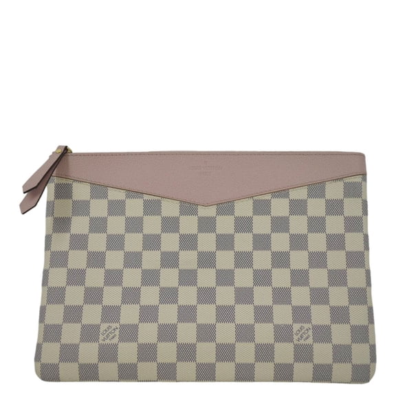 Pre-Owned LOUIS VUITTON Daily Damier Azur Pouch Rose Ballerine Pink