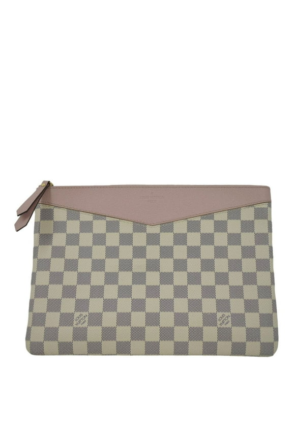 Pre-Owned LOUIS VUITTON Daily Damier Azur Pouch Rose Ballerine Pink