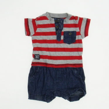 Pre-Owned Life and Legend Boys Red | Blue Romper size: 3-6 Months (Good)