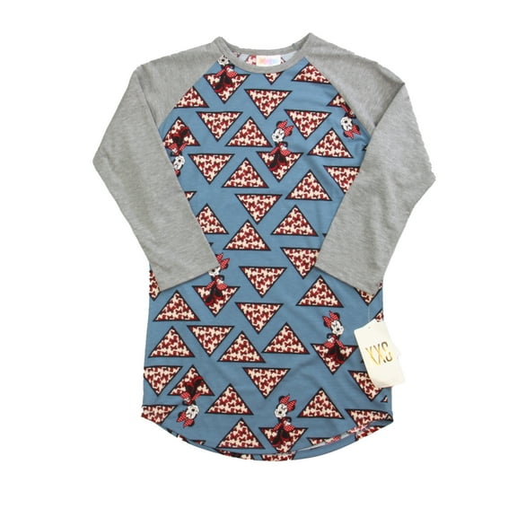 Pre-owned: Lula roe Girls Blue | Gray | Minnie Long Sleeve T-Shirt size: Junior XXS (New with Tags)