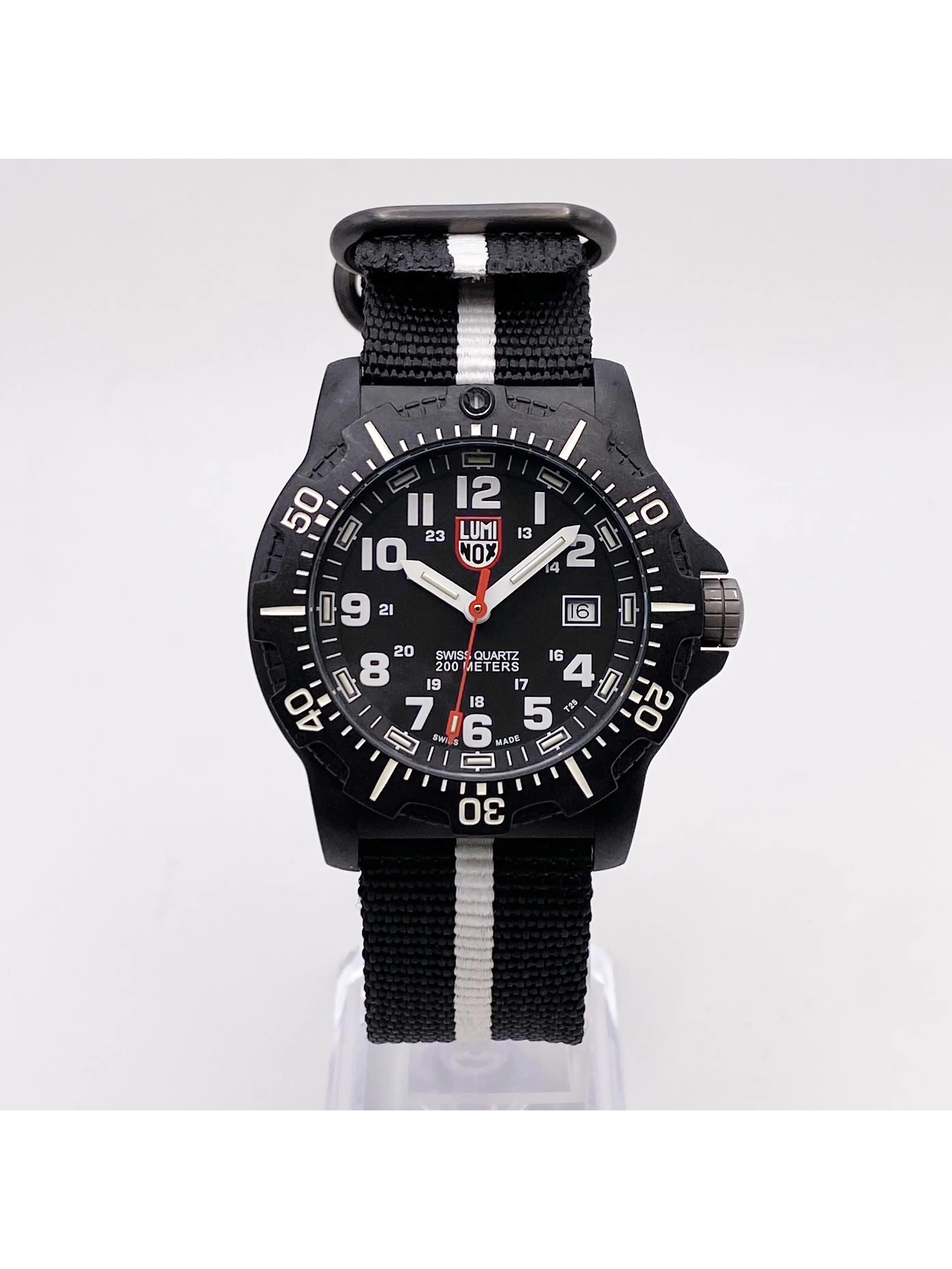 Pre Owned Luminox Black Ops 45mm Carbon Nylon Mens Quartz Watch XL.8801 Good