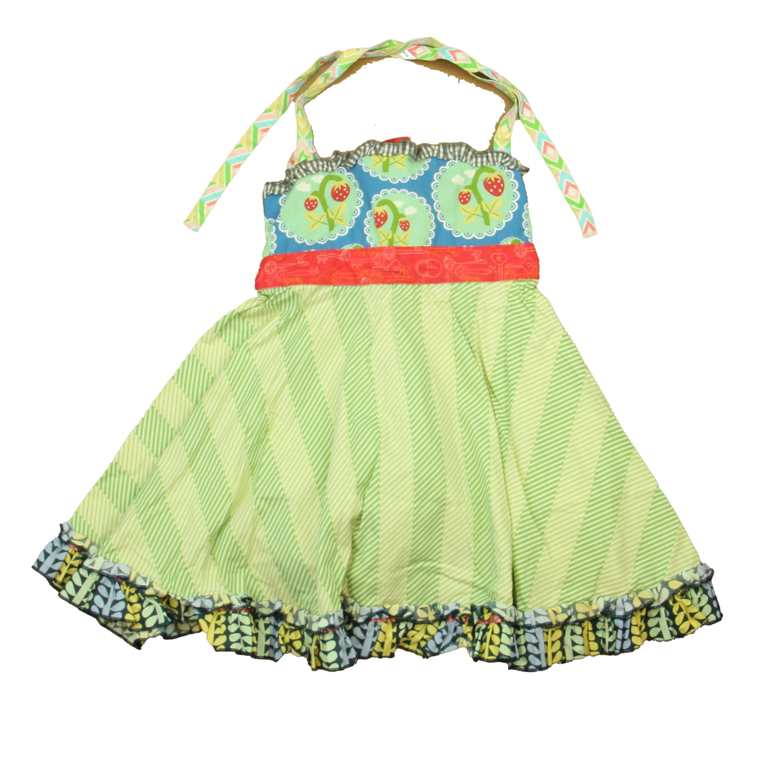 Pre owned Matilda Jane Girls Green Blue Red Strawberries Dress