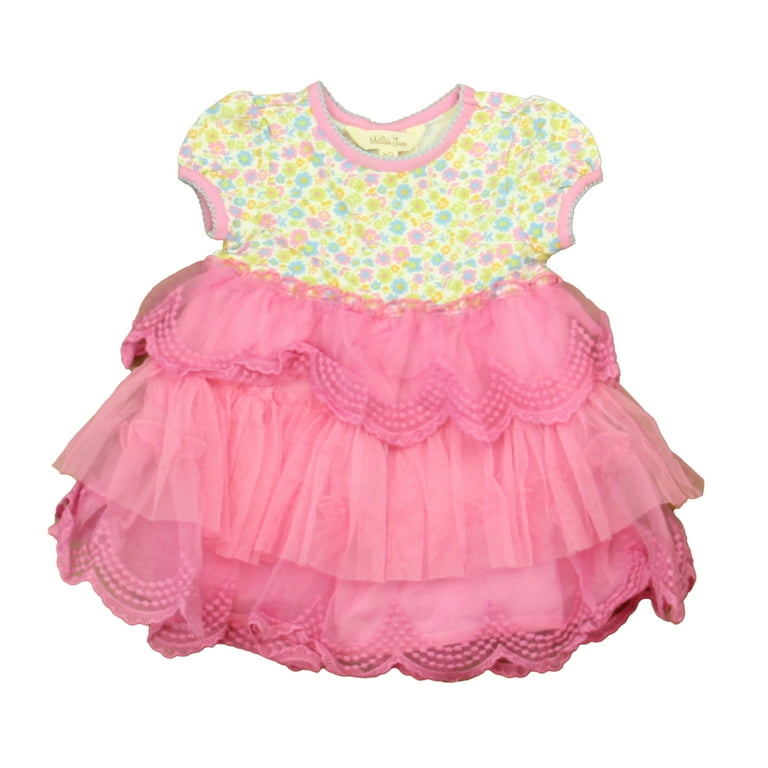 Pre Owned Matilda Jane Girls Pink Floral Dress size 12 Months Good