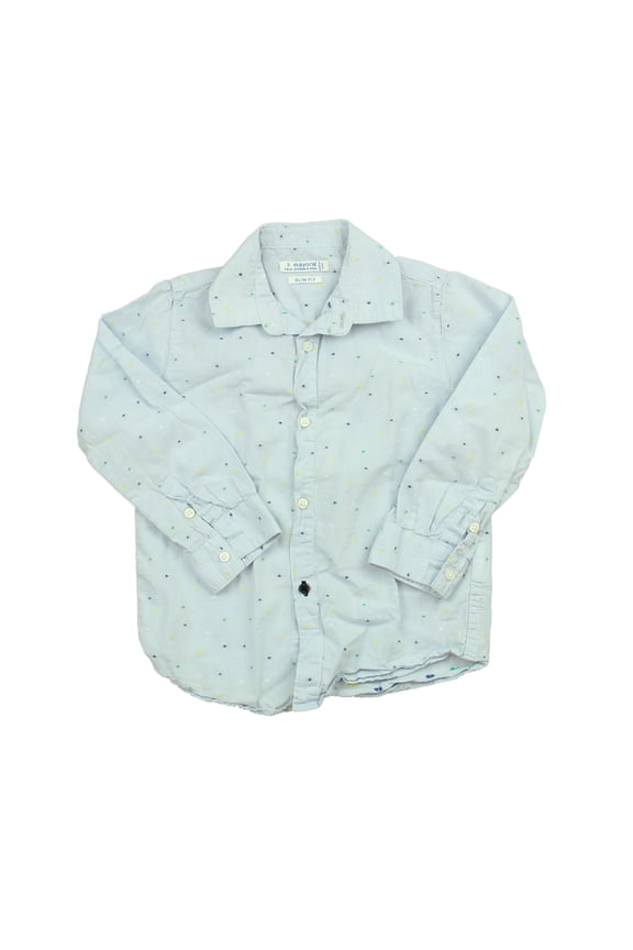 Pre-owned: Mayoral Boys Blue Button Down Long Sleeve size: 3T (Fair)