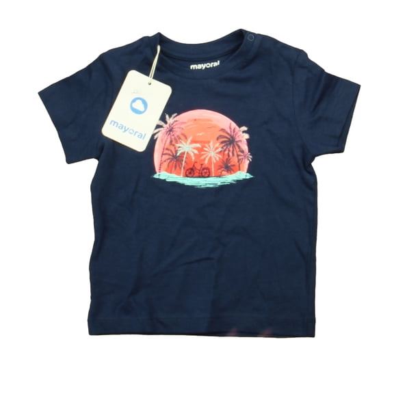 Pre-owned: Mayoral Boys Blue | Red Hawaii T-Shirt size: 12 Months (New with Tags)
