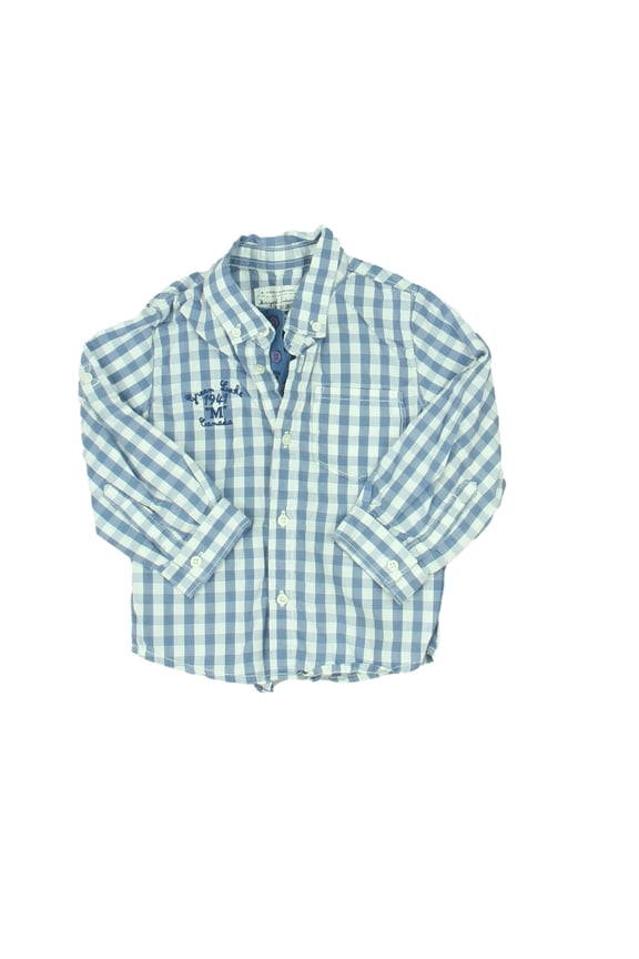 Pre-owned: Mayoral Boys Blue | White Button Down Long Sleeve size: 12 Months (Good)