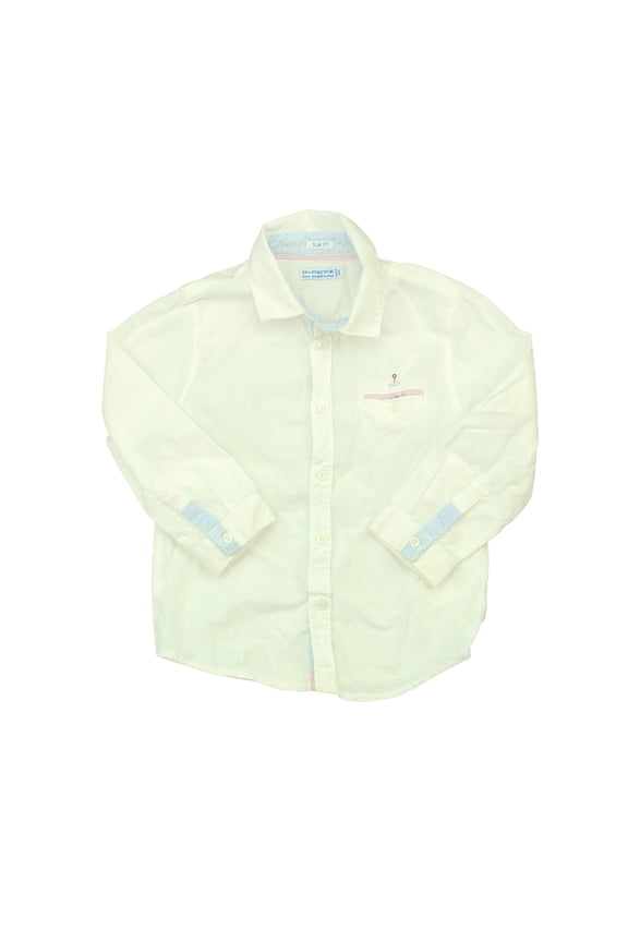 Pre-owned: Mayoral Boys White Button Down Long Sleeve size: 12 Months (Good)