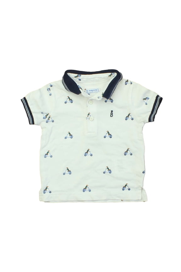 Pre-owned: Mayoral Boys White | Dog | Scooter Polo Shirt size: 6 Months (Good)